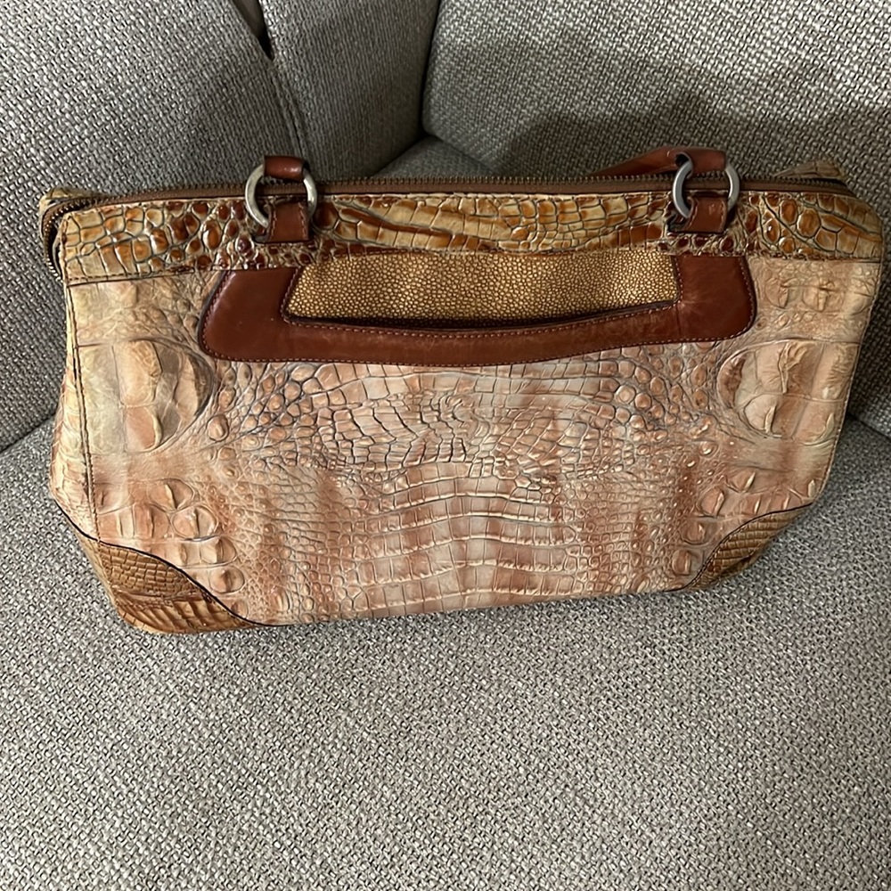 Sunday $85 - Brahmin RARE Tan Croc-Embossed/Brown Straps Women's Bag/Shoulder - Picture 5 of 14